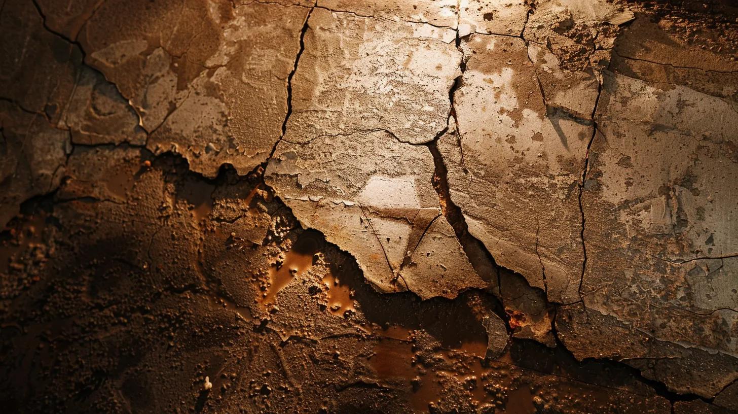 a dimly lit, damp basement reveals cracked walls and pooling water, highlighting the urgent need for waterproofing to prevent structural damage and mold growth.