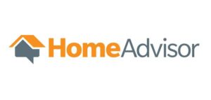 HomeAdvisor logo featuring a stylized house graphic to the left of the text